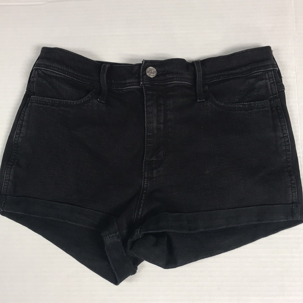 HOLLISTER Short-Short High Rise SHORTS Sz 11/w30 Black Stretch Denim Jean SHORTS